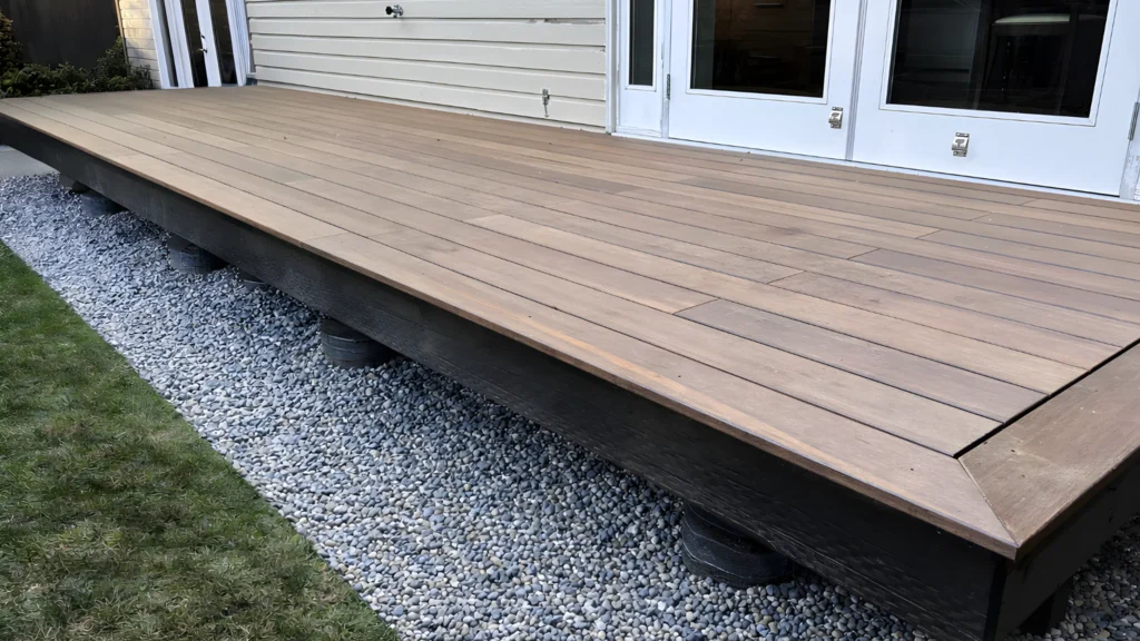 Decking outside on a garden