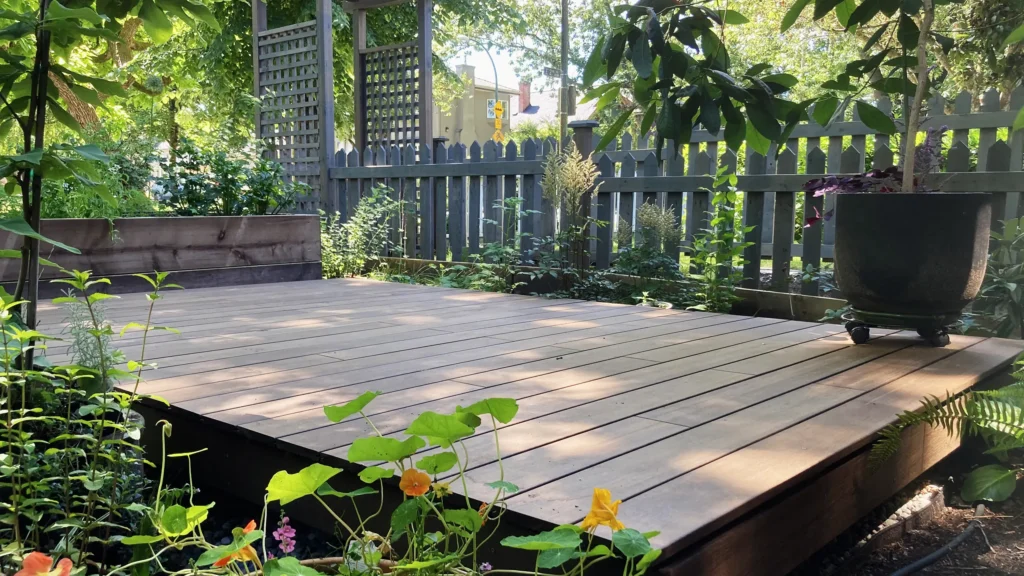 Decking in beautiful garden in Vancouver