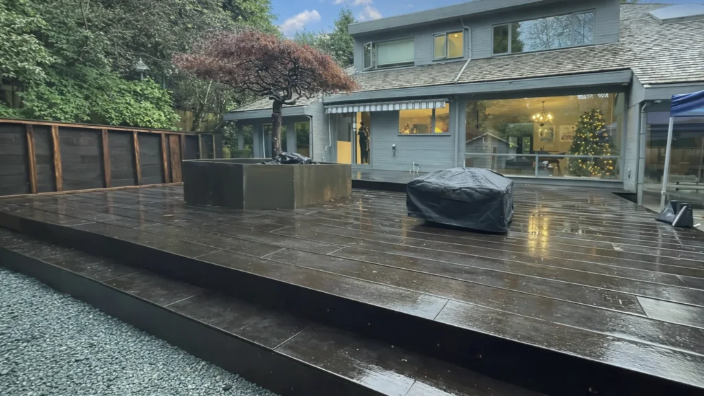 Wet MOSO Bamboo thermo deck in West Vancouver